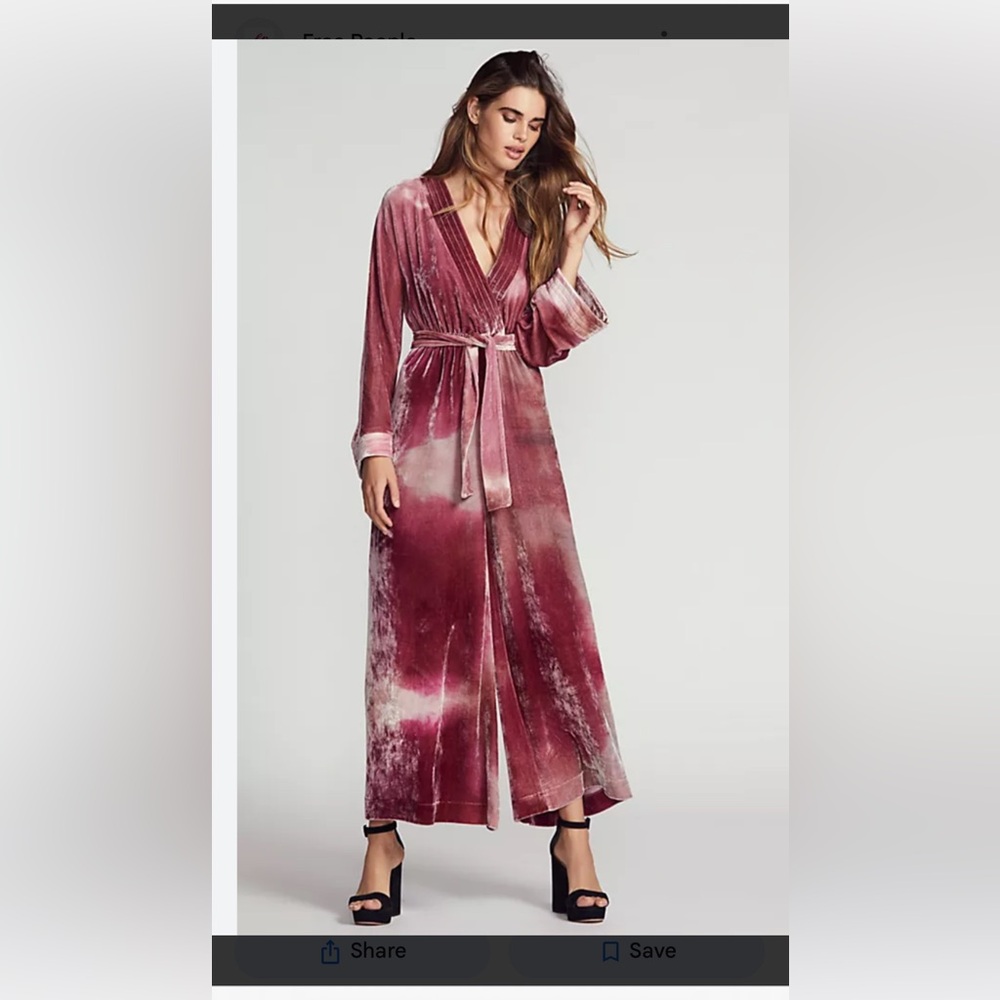 Upstate “Cleo” pink velvet jumpsuit